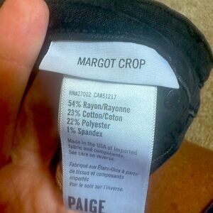 Size 25 Paige Denim Margot Crop washed black with side ankle zip